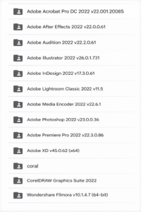 adobe all software + corel draw + filmora software bundle